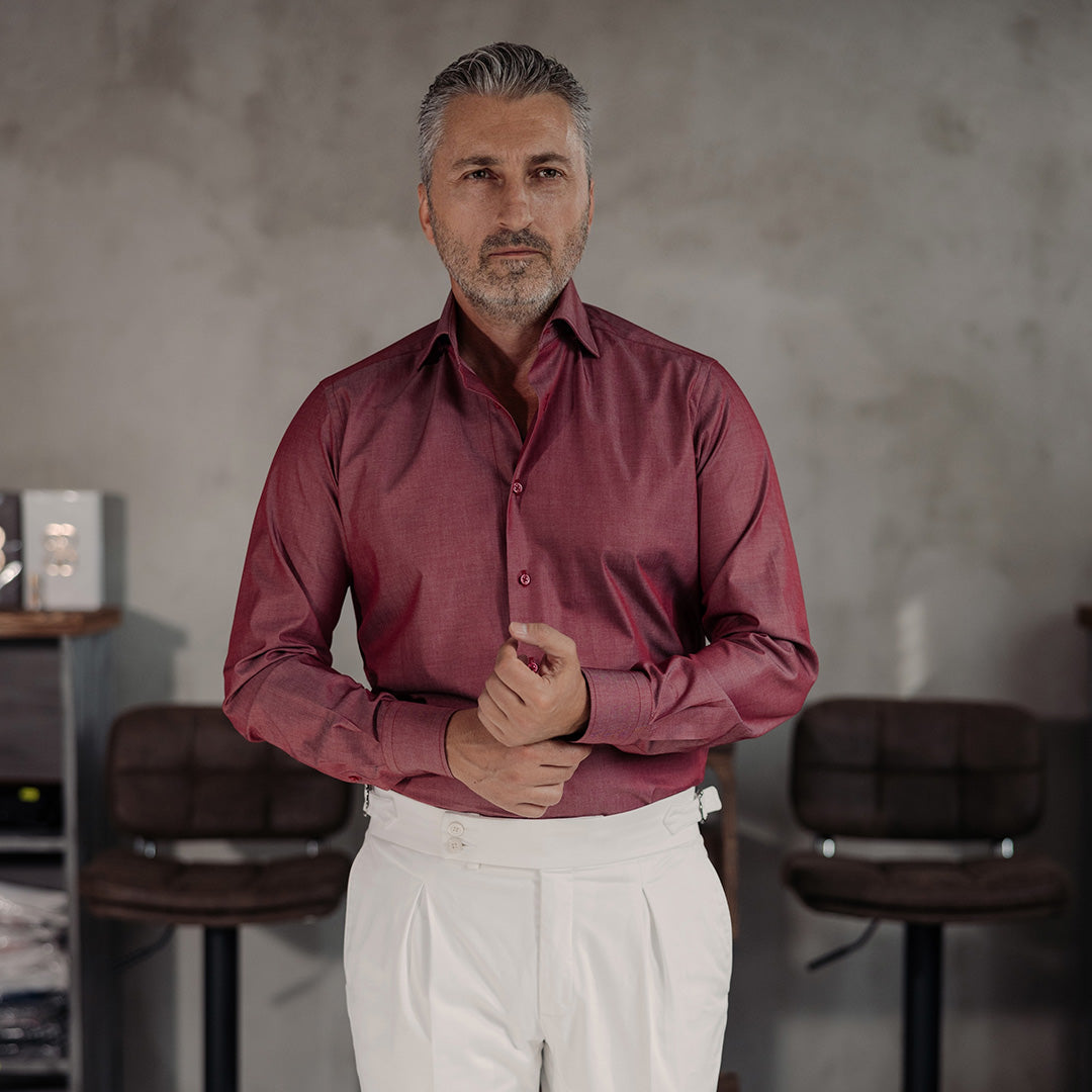 Textured red-grenade shirt