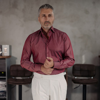 Textured red-grenade shirt