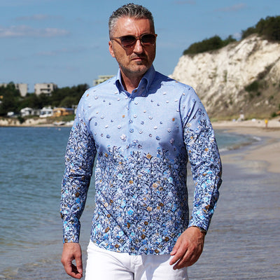 Men's casual shirt with Hawaiian floral print Merer