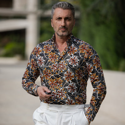 Men's casual viscose shirt with floral print Merer