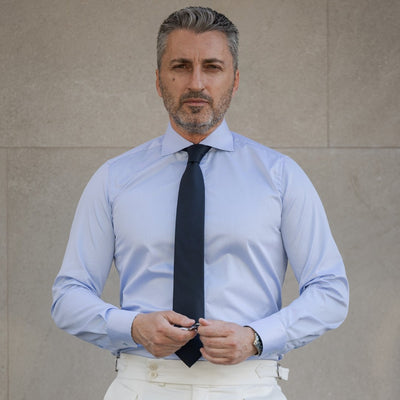 Men's blue business shirt with open collar Merer