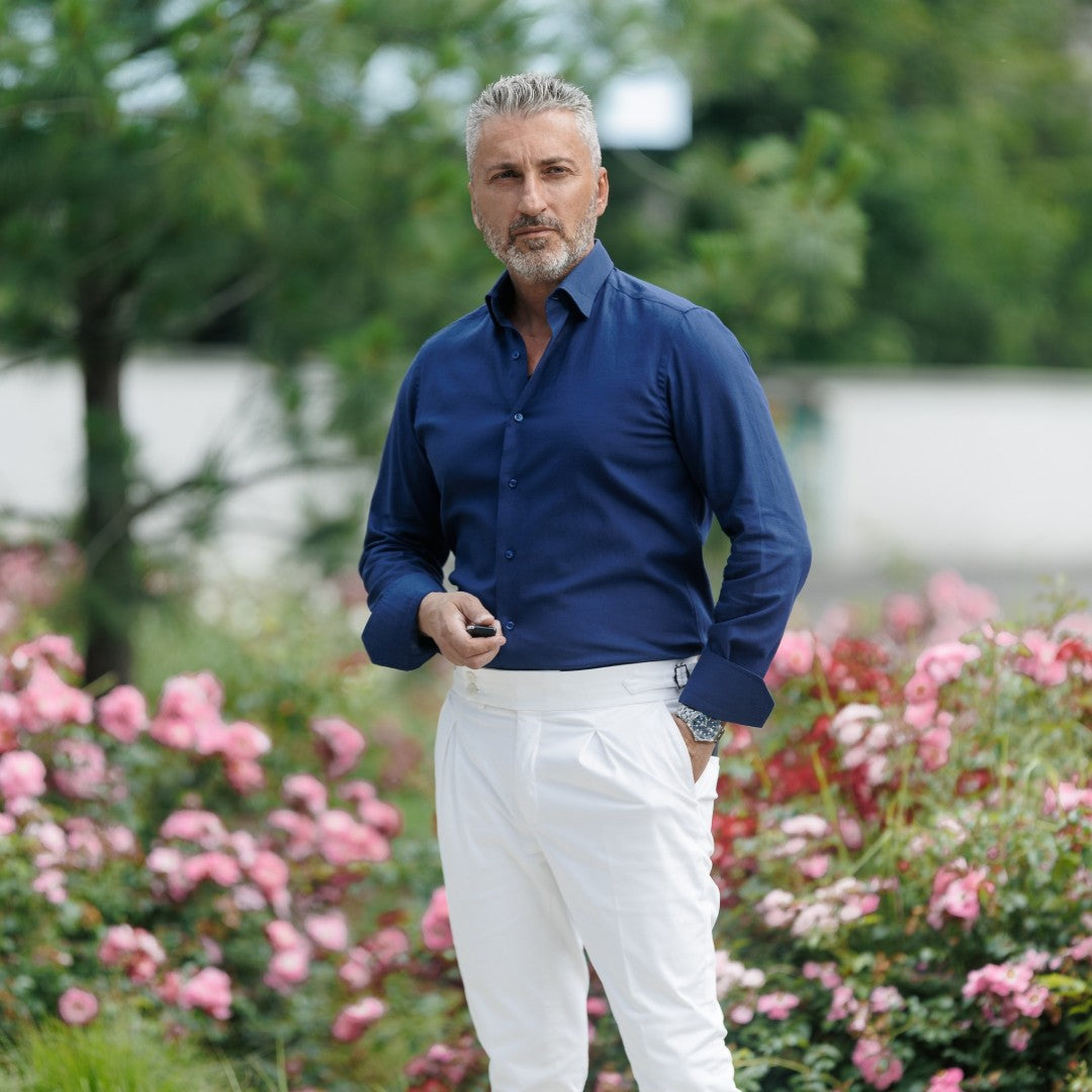 Men's casual navy blue shirt from IN Merer