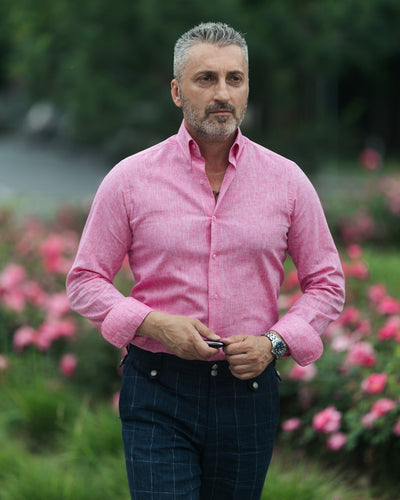 Camasa barbati roz casual din IN Merer