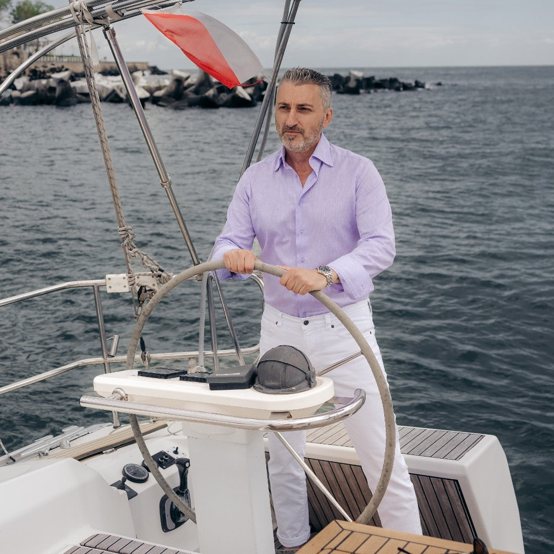 Men's casual purple shirt from IN Merer 