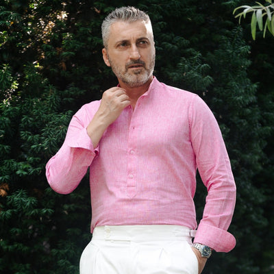 Men's casual pink IN shirt with partial vent Merer