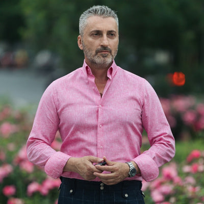 Camasa barbati roz casual din IN Merer