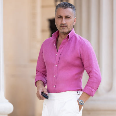 Men's dusty pink cotton shirt Merer