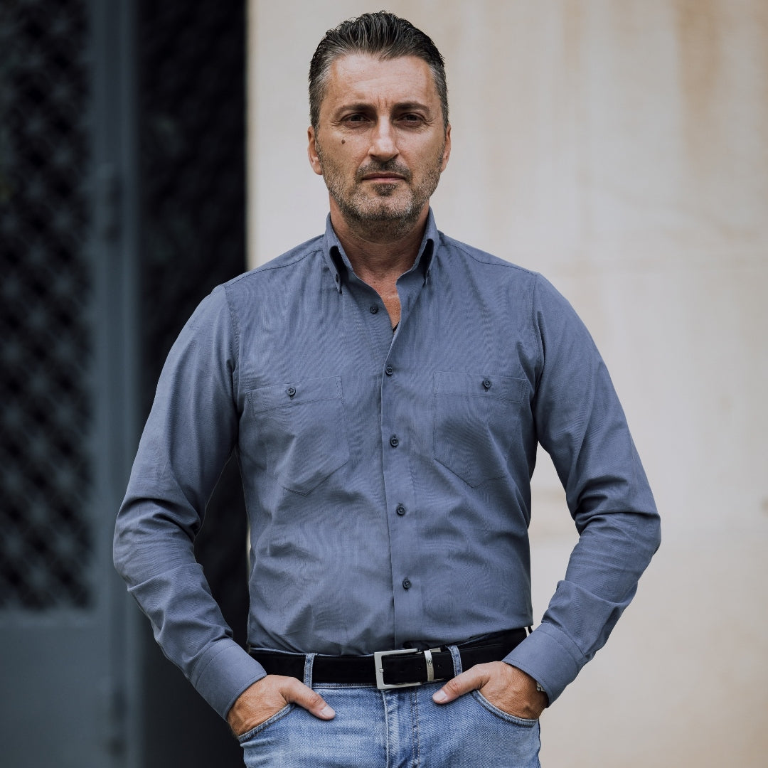 Camasa barbati casual reiat fin gri Merer