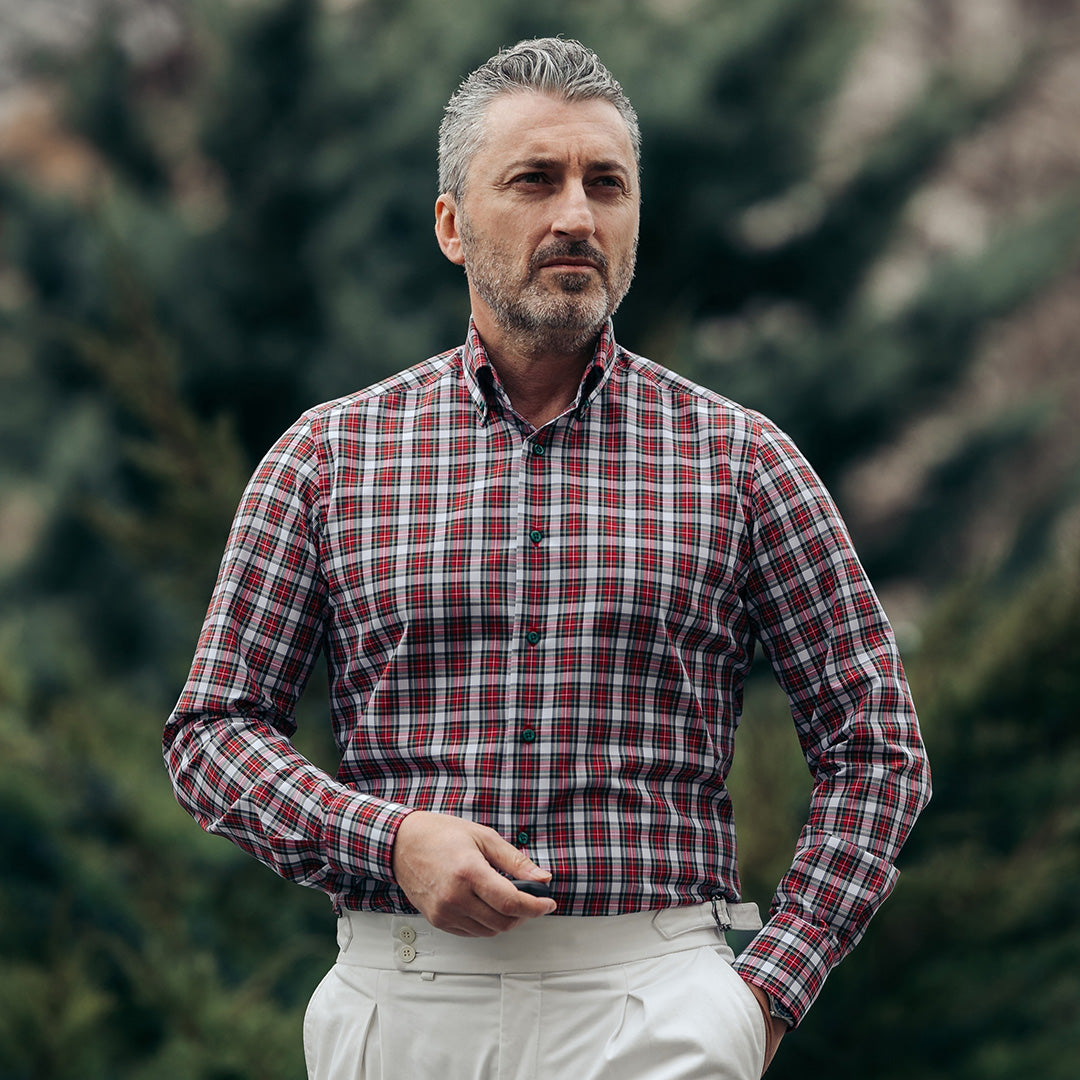 Camasa barbati in carouri multicolore casual Merer