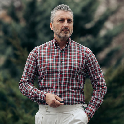 Camasa barbati in carouri multicolore casual Merer