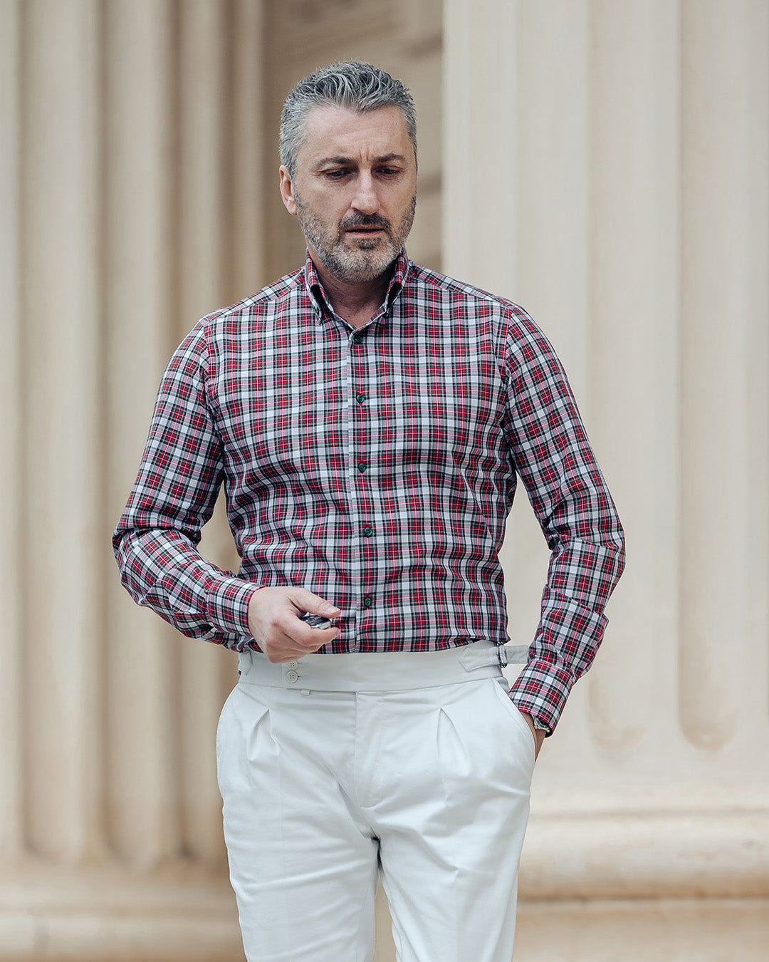 Camasa barbati in carouri multicolore casual Merer