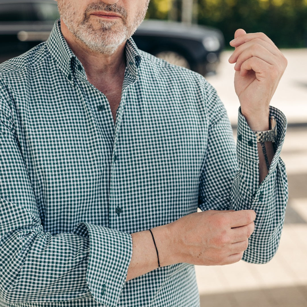 Camasa barbati casual in carouri verzi Merer