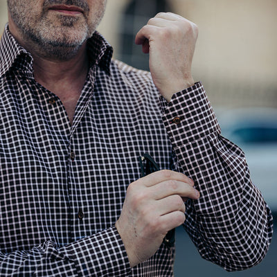 Camasa barbati in carouri maro casual Merer