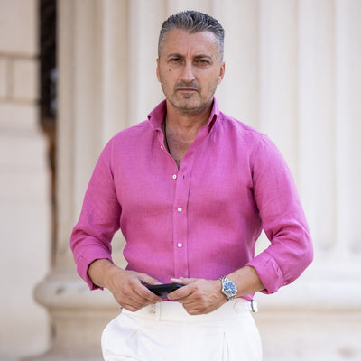 Men's dusty pink cotton shirt Merer