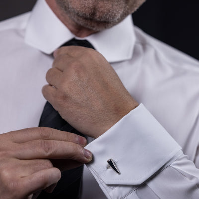 Camasa barbati alba guler taiat mansete duble butoni Merer