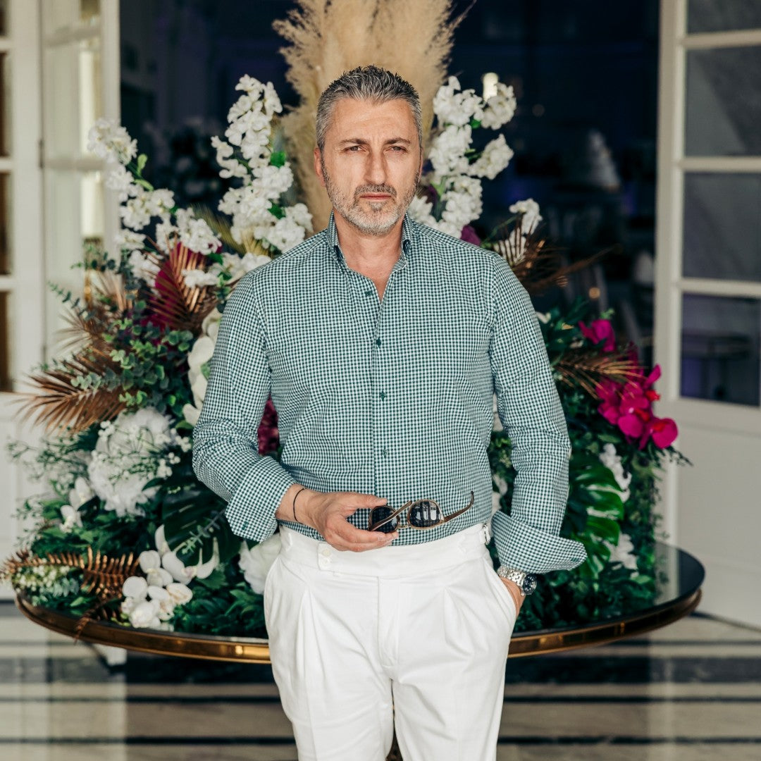 Camasa barbati casual in carouri verzi Merer