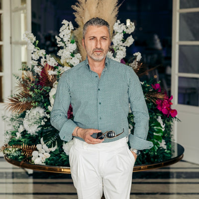 Camasa barbati casual in carouri verzi Merer