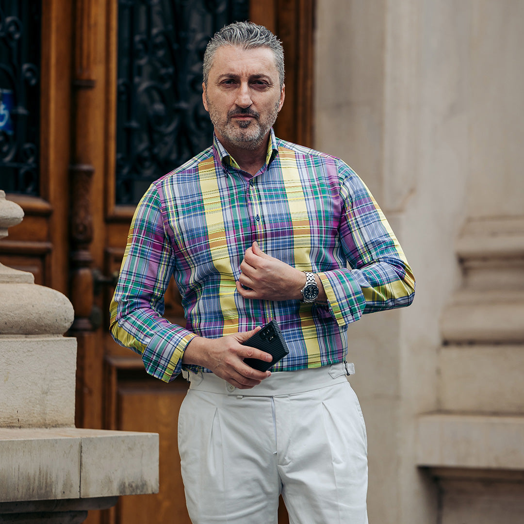 Large multicolored checkered shirt