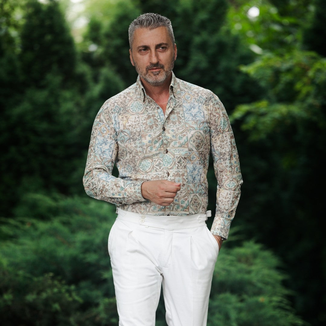 Camasa barbati casual imprimeu print marocan Merer