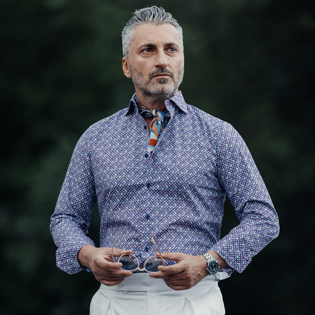 Camasa barbati imprimeu model abstract unicat Merer