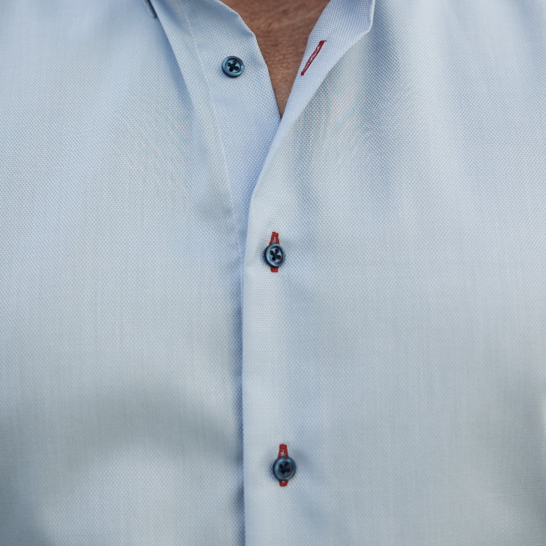 Men's blue business casual shirt with floral trims Merer 