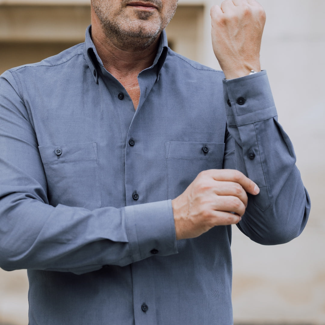 Camasa barbati casual reiat fin gri Merer