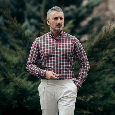 Camasa barbati in carouri multicolore casual Merer