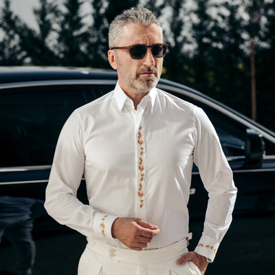 Men's casual traditional wheat ear shirt Merer