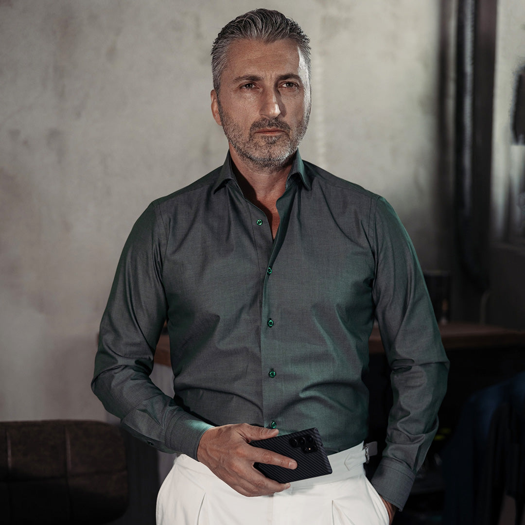 Textured khaki-green shirt