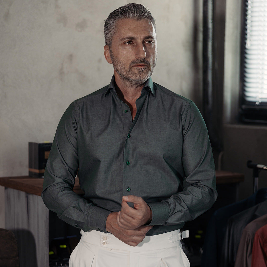 Textured khaki-green shirt