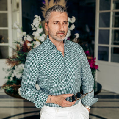 Camasa barbati casual in carouri verzi Merer