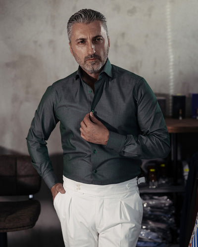 Textured khaki-green shirt