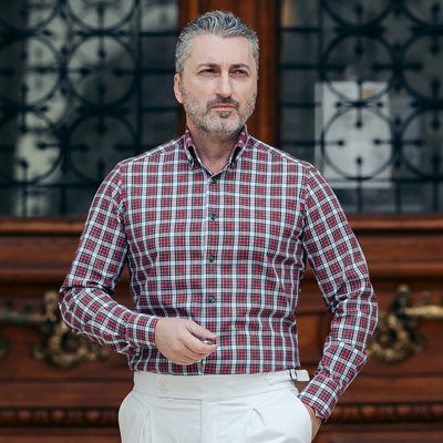 Camasa barbati in carouri multicolore casual Merer