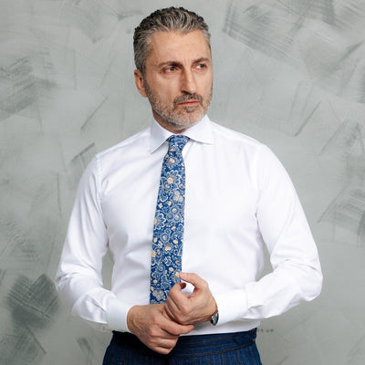 Cămașă barbati alb optic din bumbac Twill – Merer Sarti Manerotti