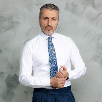 Cămașă barbati alb optic din bumbac Twill – Merer Sarti Manerotti