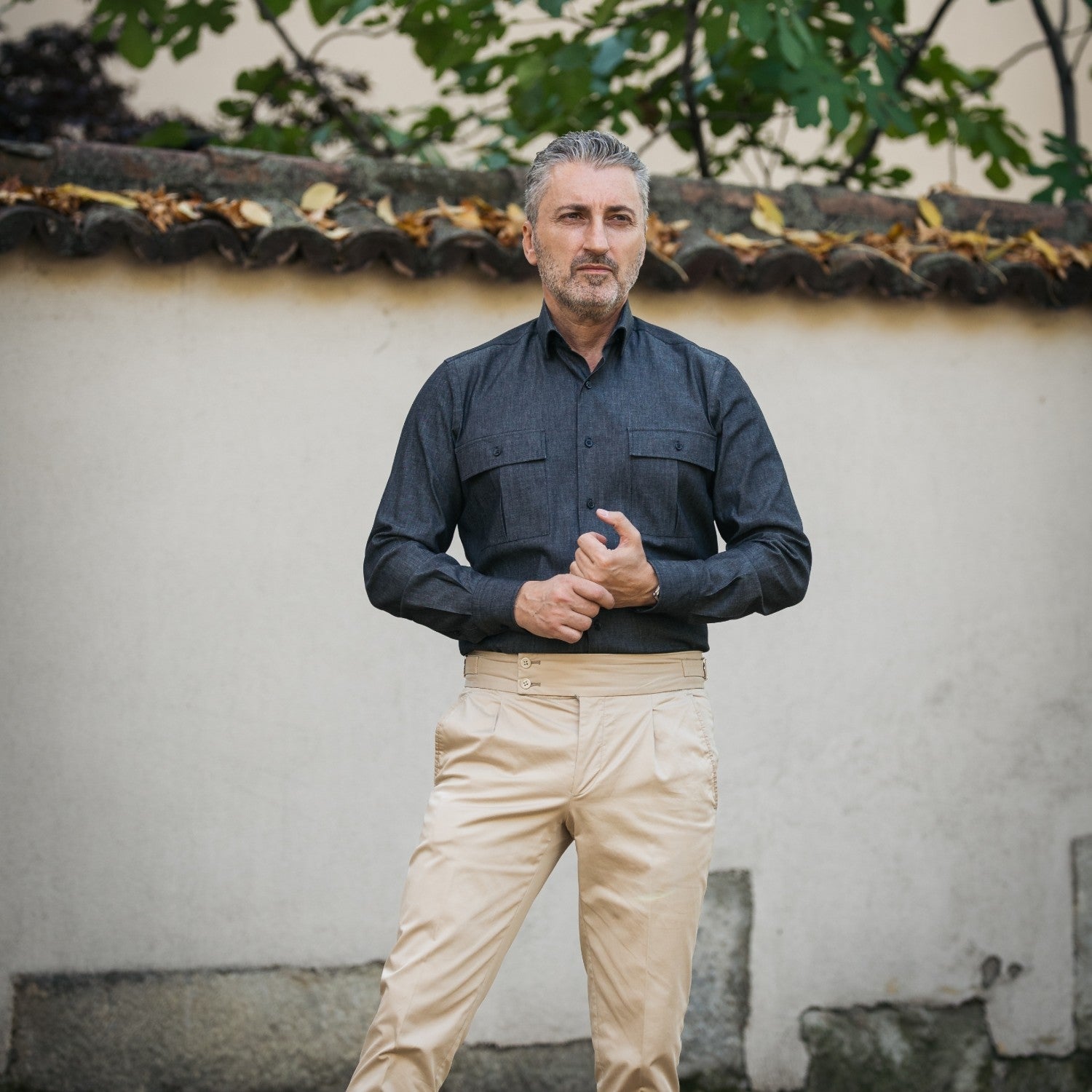 Camasa barbati casual denim neagra Merer
