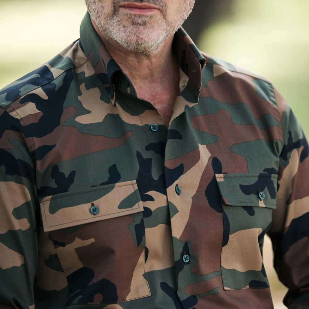 Camasa barbati casual Comando camuflaj Kaki Merer