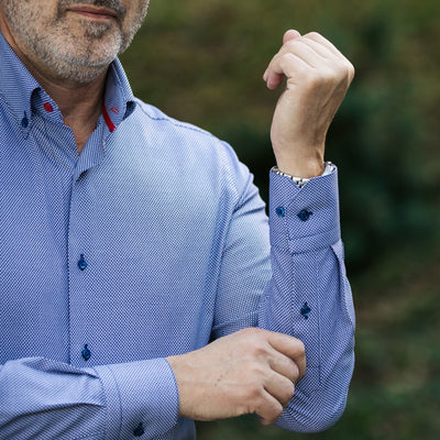 Men's casual blue shirt, textured fabric Merer