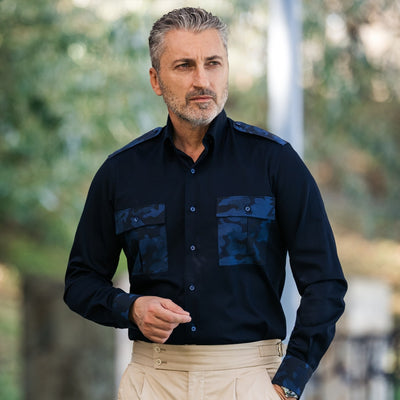 Camasa barbati casual Comando bleumarin Merer