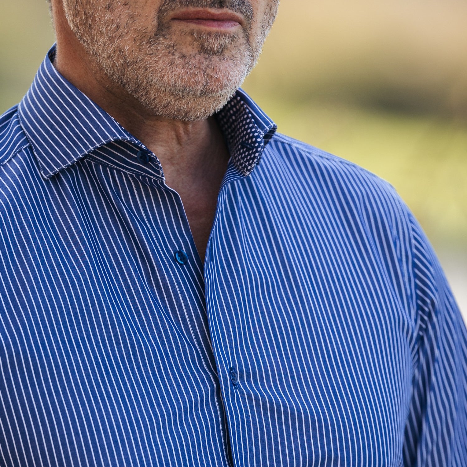 Camasa barbati casual dungi bleumarin cu detalii buline Merer