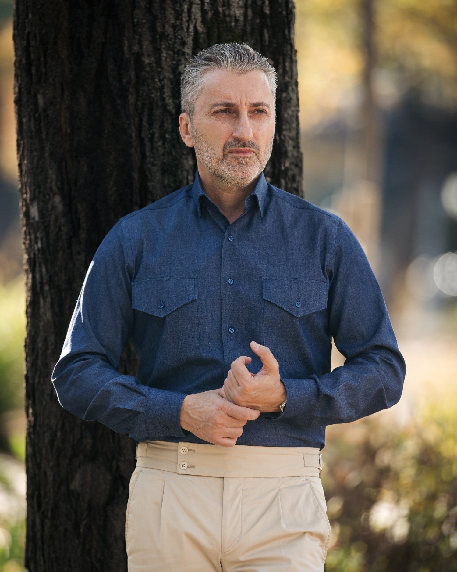 Camasa barbati casual denim bleumarin Merer