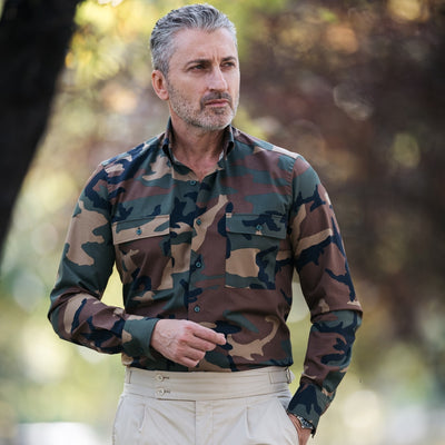 Camasa barbati casual Comando camuflaj Kaki Merer