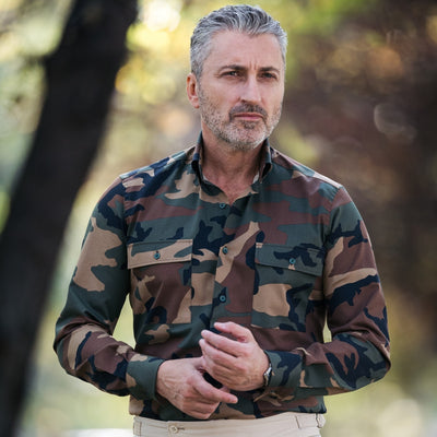 Camasa barbati casual Comando camuflaj Kaki Merer