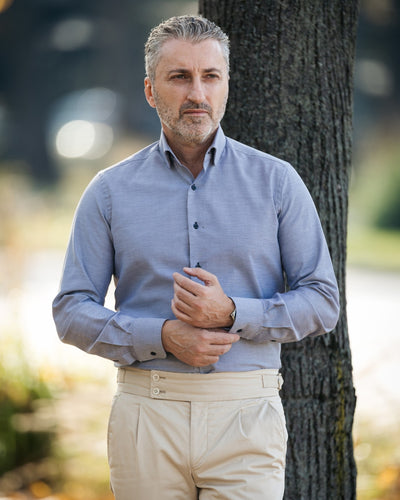 Men's casual gray Oxford shirt Merer