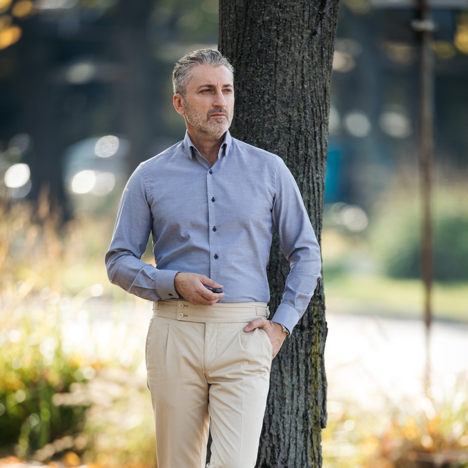 Men's casual gray Oxford shirt Merer