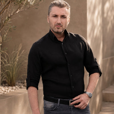 Camasa barbati casual neagra din IN Merer