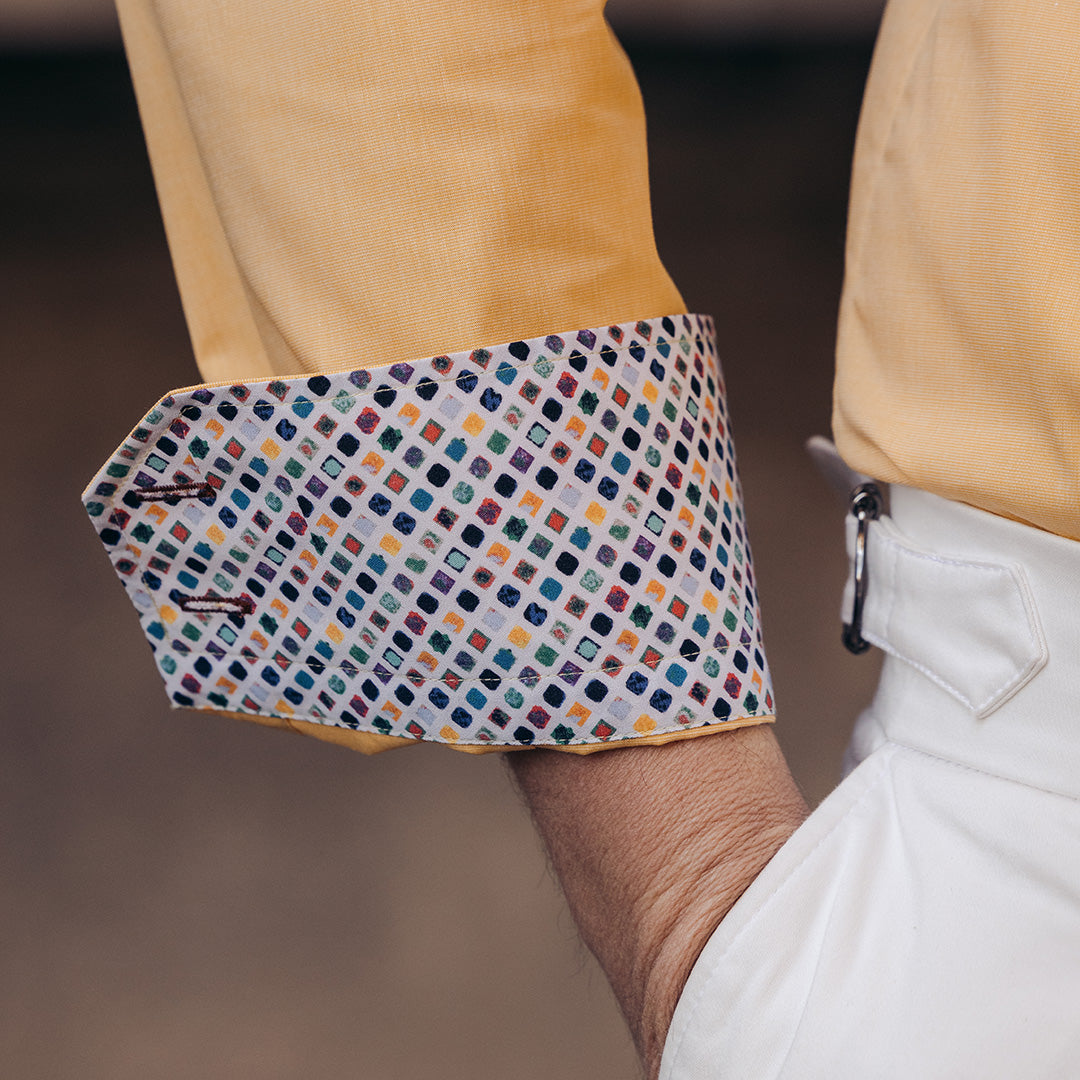 Camasa barbati galbena cu garnitura multicolora casual Merer