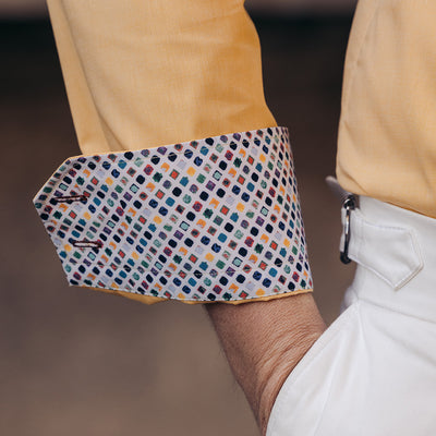 Camasa barbati galbena cu garnitura multicolora casual Merer