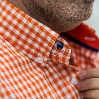 Camasa barbati casual portocalie in carouri Merer