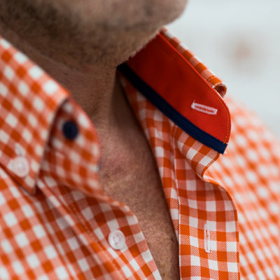 Camasa barbati casual portocalie in carouri Merer